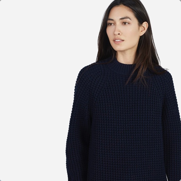Everlane Navy Blue Waffle Knit Sweater Tunic Sz S - Picture 3 of 11